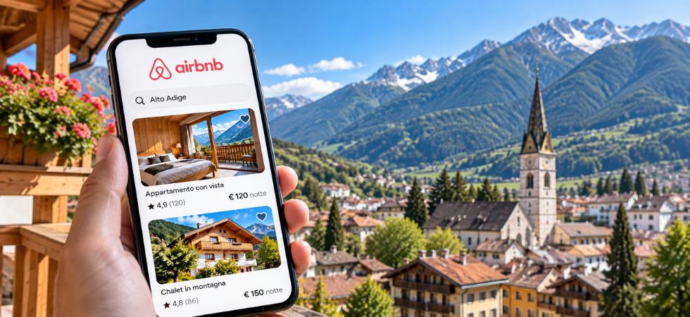 Immagine realizzata con IA Airbnb, boom di annunci in Alto Adige: +19,9%, quasi tre volte la media italiana