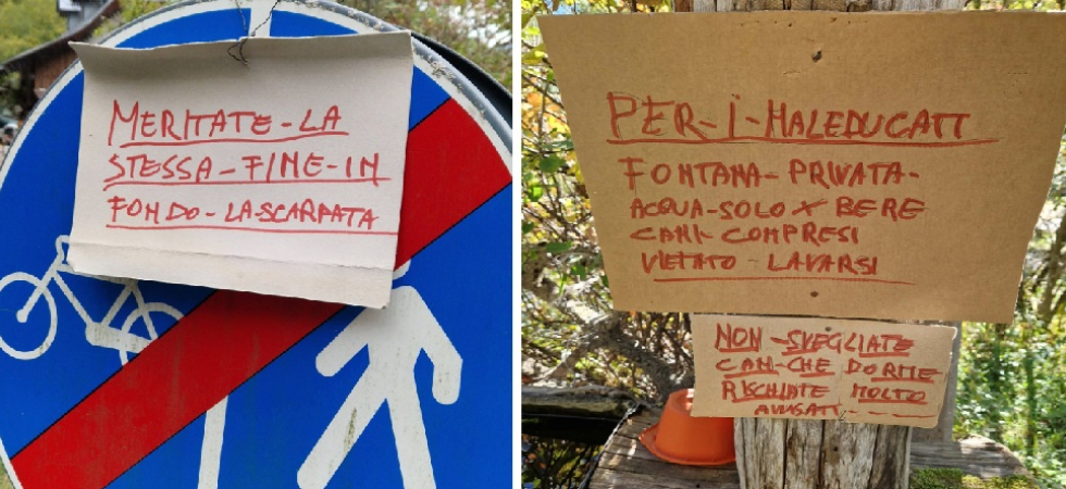 "Meritate di finire in fondo a una scarpata", insulti e minacce ai ciclisti sui cartelli in paese