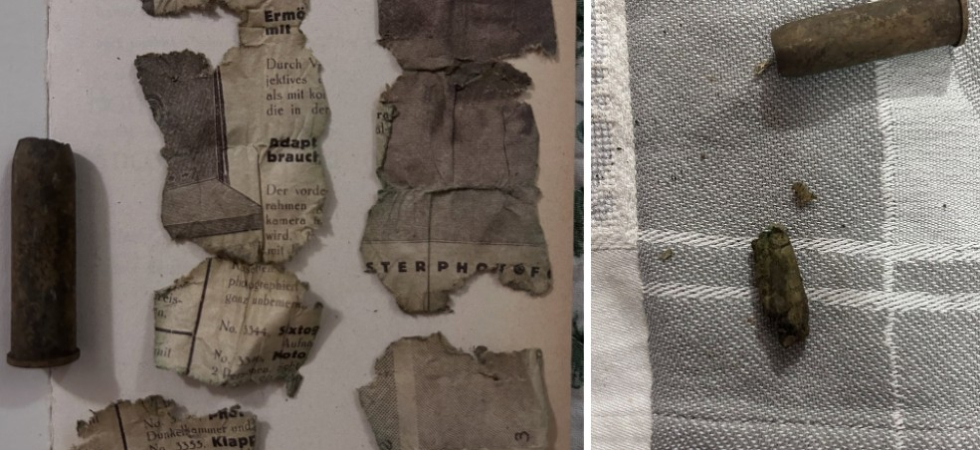 Scoperto un bossolo di fucile della Grande Guerra con dentro un pezzetto di giornale