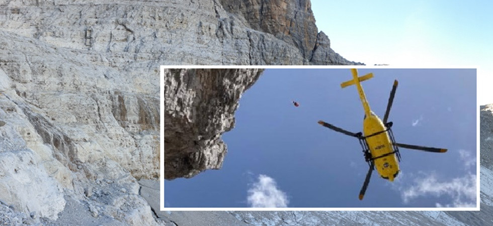 Alpinista precipita per oltre 20 metri mentre arrampica e finisce sulla roccia