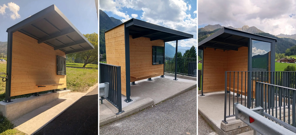 Legno chiaro, metallo scuro e linee moderne: ecco le nuove pensiline in Alto Adige