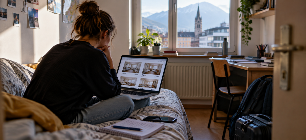 Immagine realizzata con IA Fuori dagli studentati inizia la caccia alla stanza: a Bolzano una singola può costare 800 euro