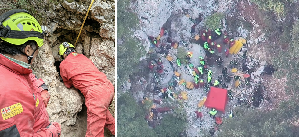 Estratto vivo dopo 27 ore trascorse in una grotta strettissima
