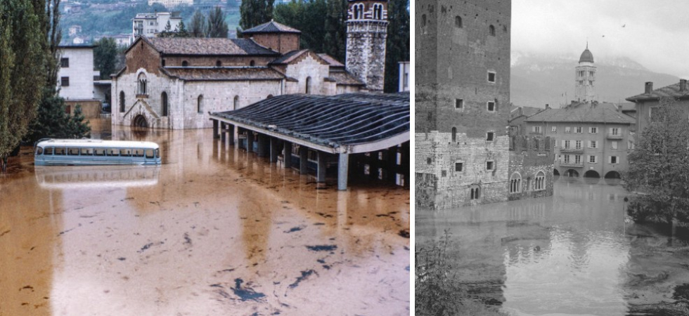 L'Adige rompe gli argini, a 60 anni dall'alluvione che sconvolse Trento la città ricorda quei giorni