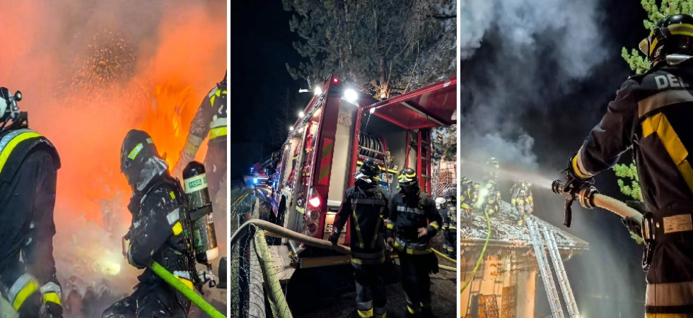 Furioso incendio devasta una casa: decine di vigili del fuoco al lavoro nella notte