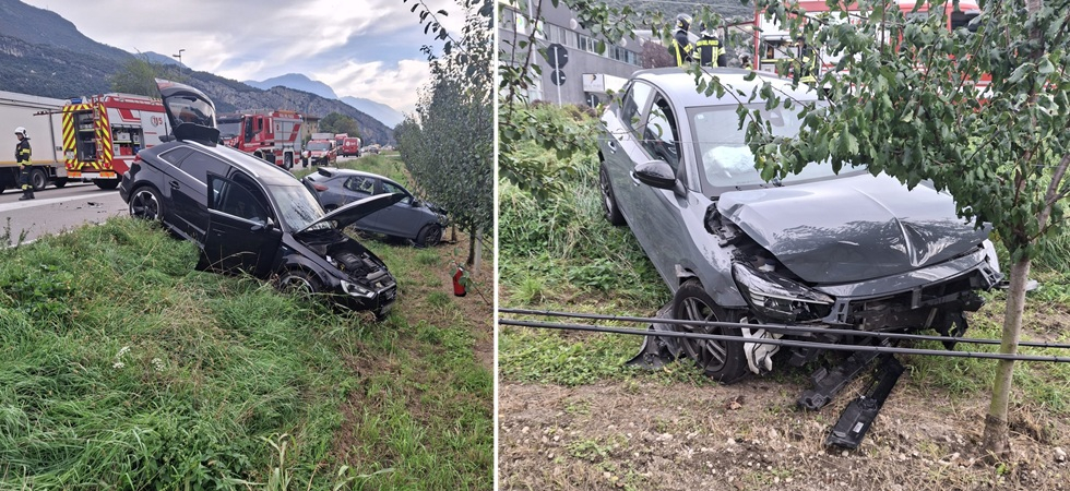 Violento schianto semi frontale tra due auto: i mezzi scaraventati fuori dalla carreggiata