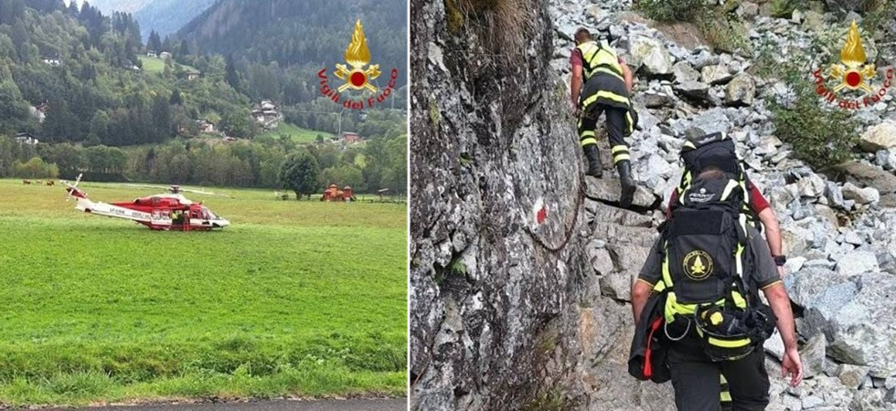 Bloccati nei boschi lungo il sentiero verso il lago d'Aviolo lanciano l'allarme: salvati dall'elicottero di soccorso