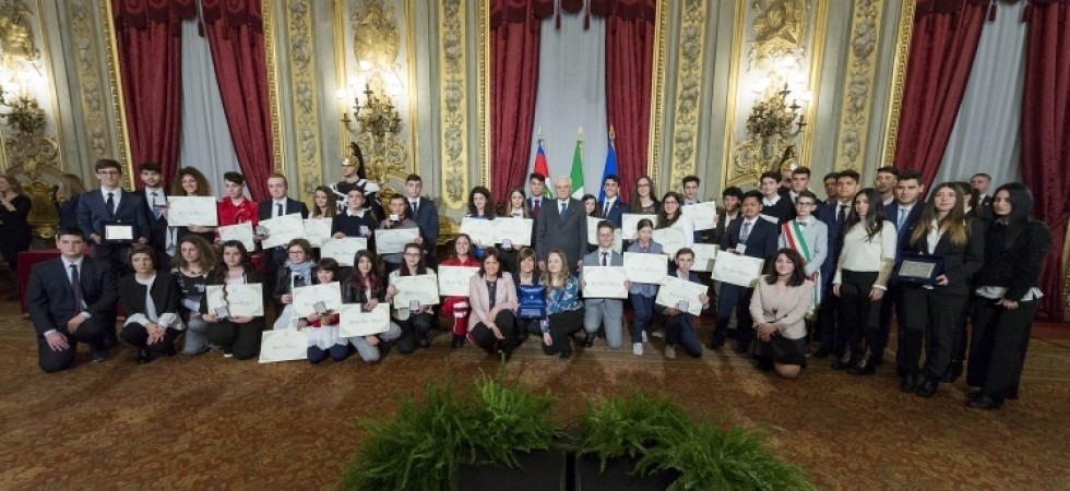 I giovanissimi Filippo Pasquazzo, Enrico Cescato e Samuele Ropelato premiati da Mattarella come Alfieri della Repubblica''