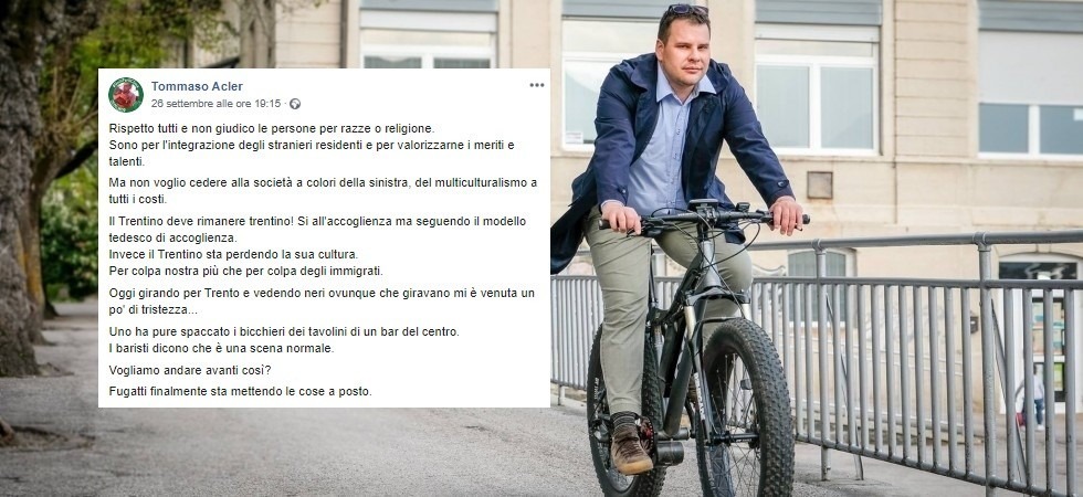 L’ex candidato sindaco di Levico, Acler: “A Trento neri ovunque, mi è venuta un po' di tristezza”