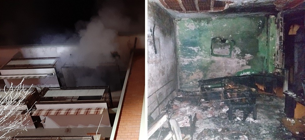 Appartamento completamente distrutto dalle fiamme