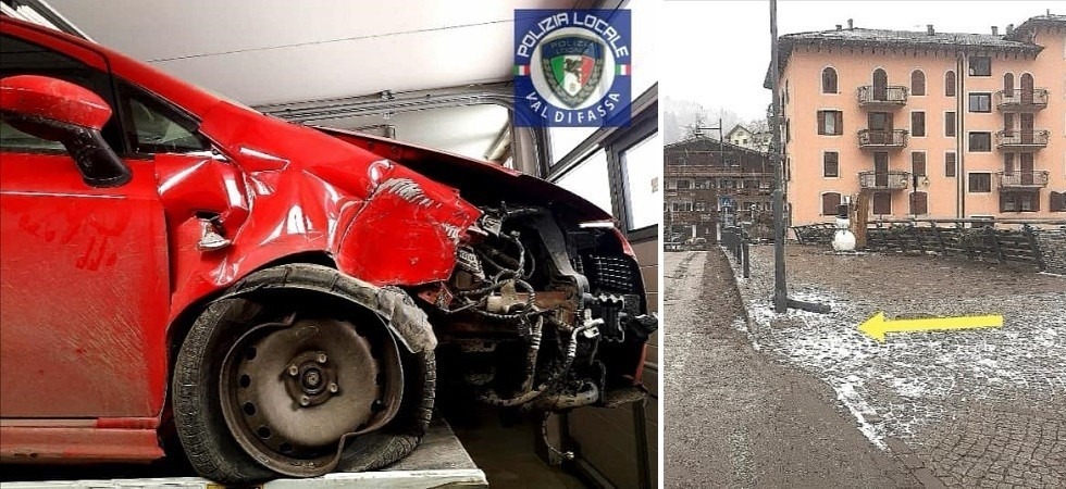 Con l’auto sfonda i dissuasori del comune e scappa: rintracciato in carrozzeria dovrà pagare una multa salata