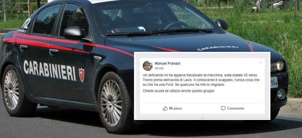 Distrugge un'auto e fugge
