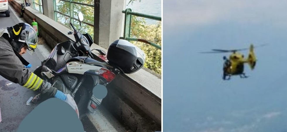 Finiscono con la moto contro il guard-rail, grave una coppia di centauri