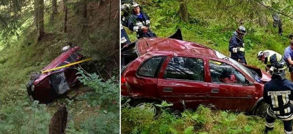 Foto Vvf Rio Bianco Finiscono con l'auto in un dirupo e si ribaltano più volte, paura per cinque giovani
