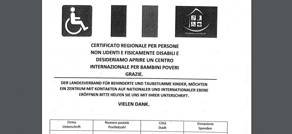 Raccoglie soldi per disabili e non udenti ma è una truffa