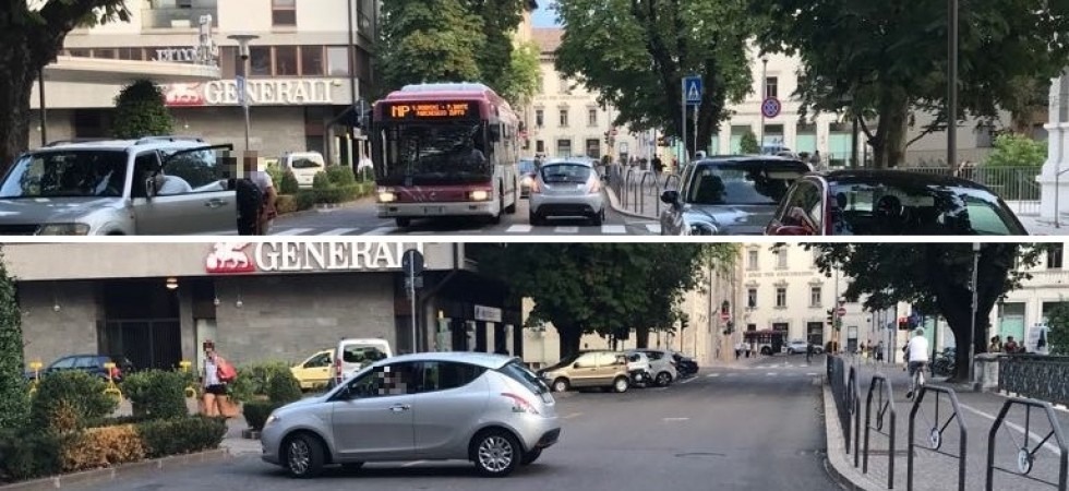 Contromano in centro a Trento, ecco le immagini