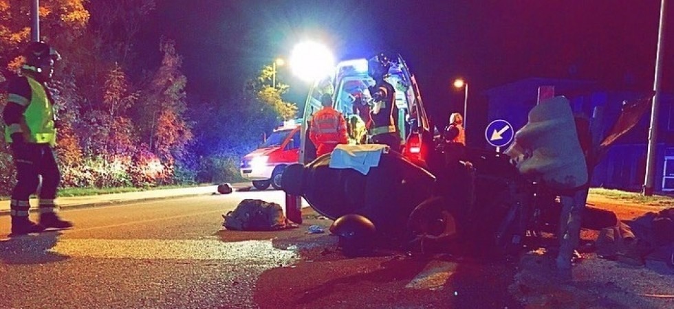 Foto VVF DRO Grave incidente nella notte, 51enne perde il controllo della moto e si schianta contro il guard-rail