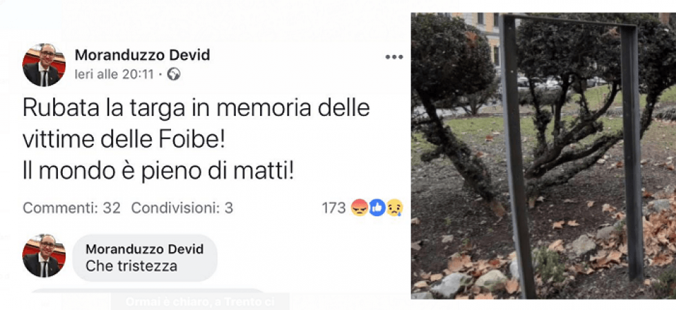 Lapide per i martiri delle foibe
