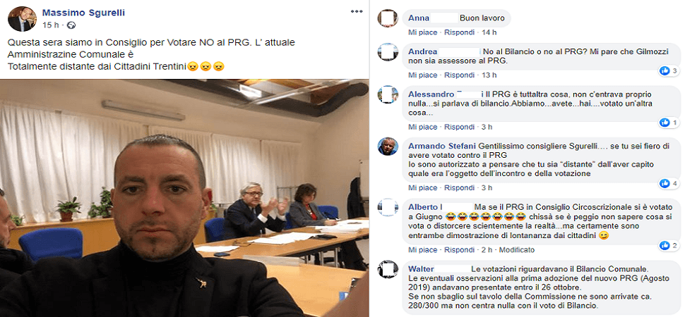 In consiglio per votare NO al Prg'', ma in aula si parla di bilancio