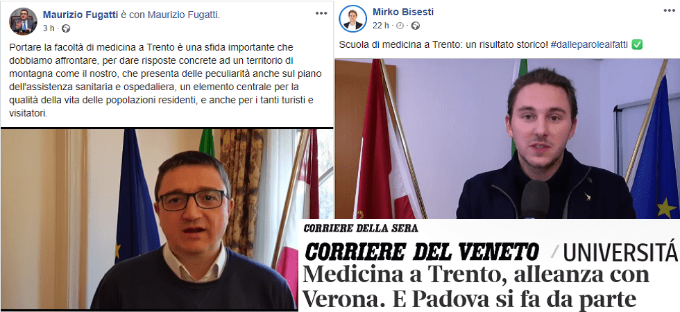 Facoltà di Medicina, la Lega festeggia con #dalleparoleaifatti'' ma in realtà l'azione di Fugatti si è conclusa con un