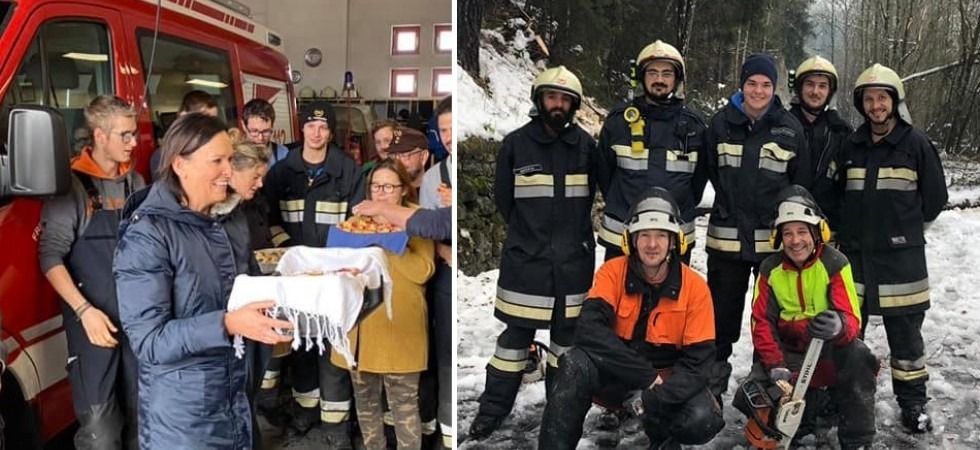 Maltempo, vigili del fuoco al lavoro senza sosta e i cittadini li ringraziano con vassoi di dolci