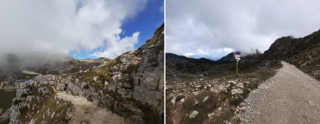 L'ultimo tratto con al fondo il rifugio Papa e la strada degli Scarubbi
