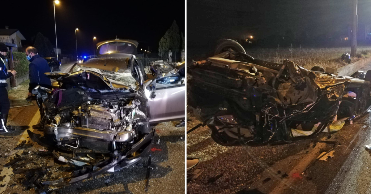Si schianta con l'auto e poi si ribalta finendo contro un altro mezzo ...
