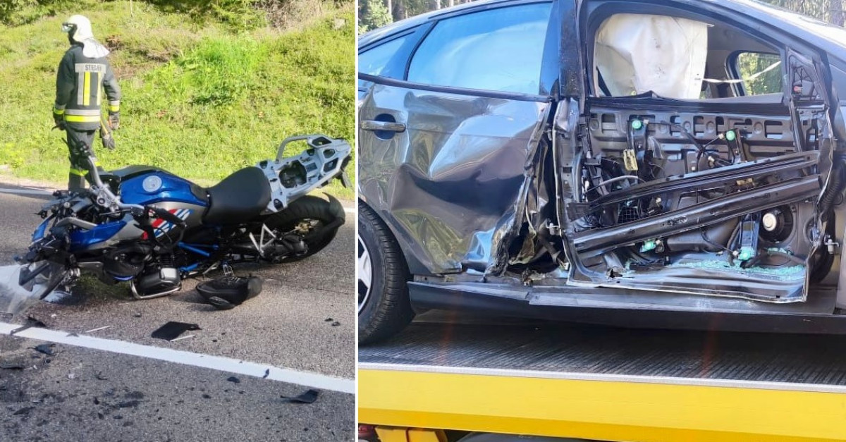 Violento schianto auto - moto (FOTO), due persone trasportate in ...