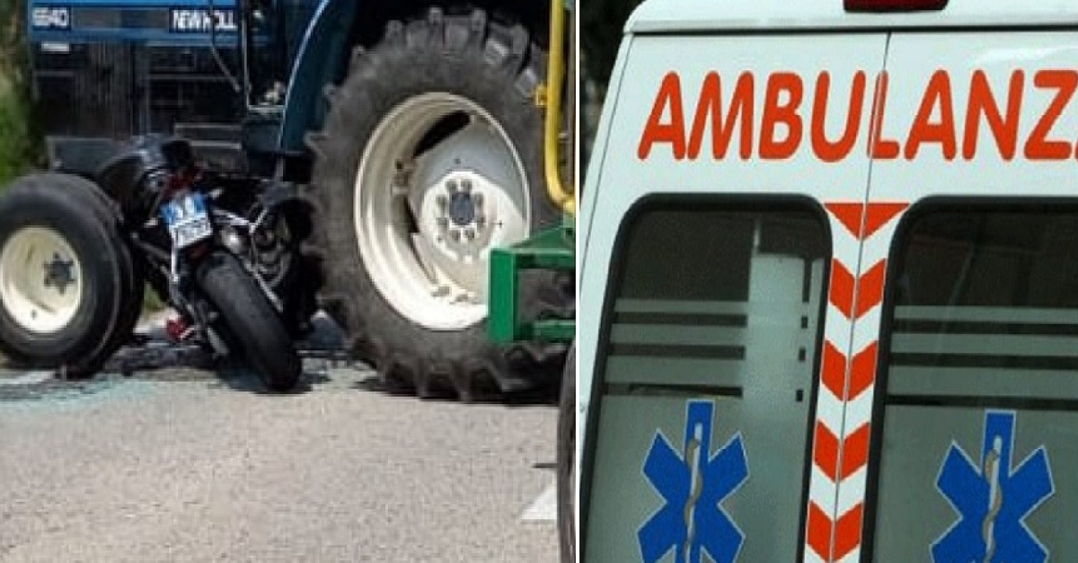 Si schianta con la moto contro un trattore, 26enne scaraventato a terra ...