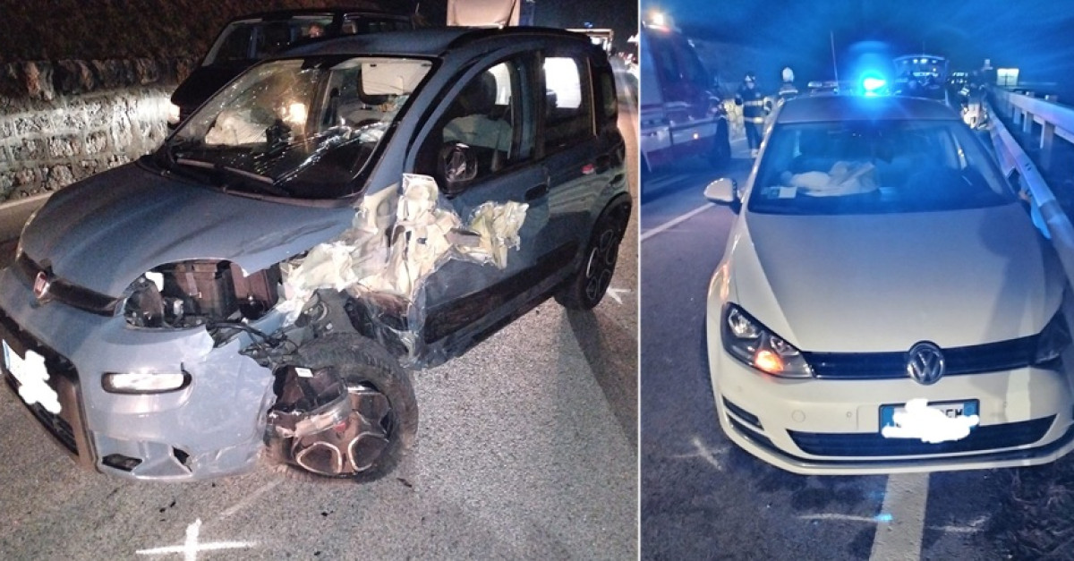 Violento scontro semi frontale fra due macchine, l'impatto tremendo ...