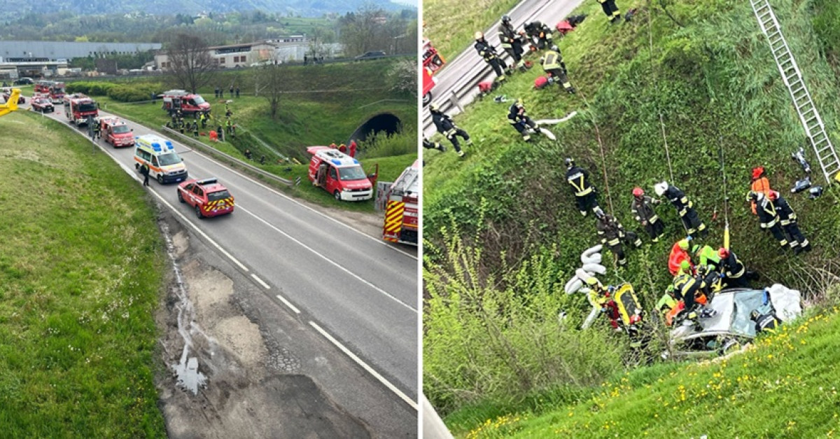 Pauroso incidente lungo la Valsugana, esce di strada con l'auto e vola ...