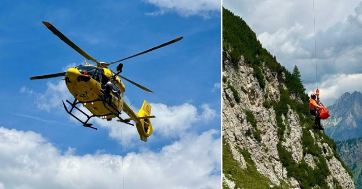 Violenta caduta durante la marcia in montagna sulle Dolomiti, in azione ...