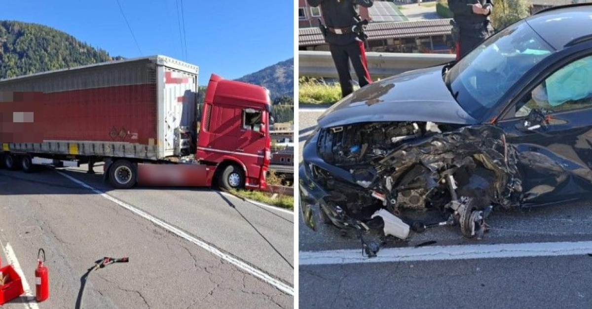 Violento scontro tra due camion e un auto sulla statale (FOTO), in ...