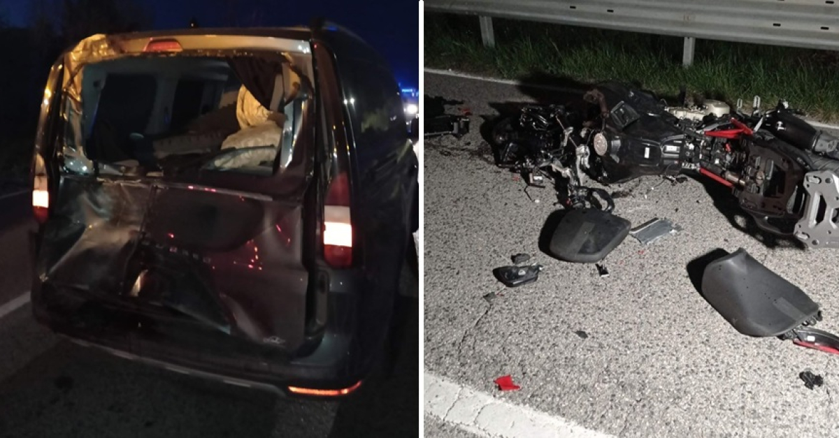 Tragedia della strada: terribile scontro tra una moto e un furgone ...