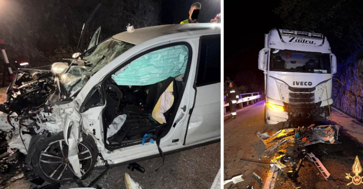 Violento scontro frontale auto-camion sulla statale (FOTO), in azione i ...