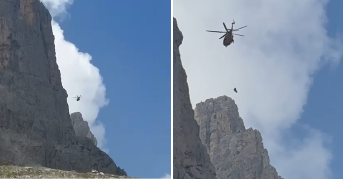 Due escursionisti bloccati da un temporale in montagna, recuperati da soccorritori con elicottero, immagine di approfondimento