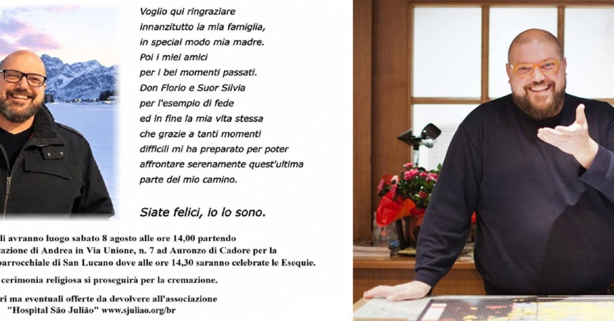 Andrea De Filippo, 51 anni, dona i propri organi e lascia un messaggio commovente sui social, chiedendo ai familiari di accompagnarlo al funerale