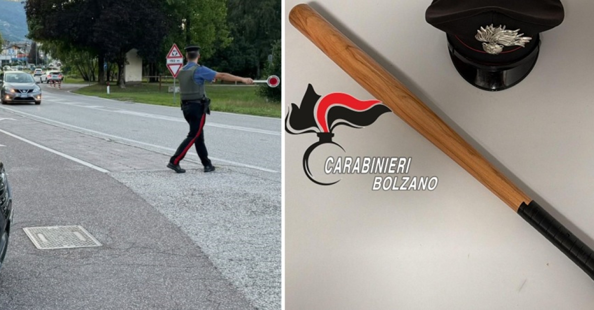 Photo: ildolomiti.it 20-Year-Old Driver Reported for Carrying Baseball Bat in Car in Laives