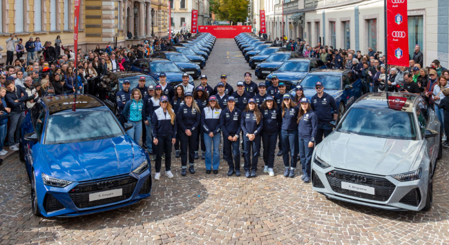 La presentazione della nuova flotta FISI a Trento ad ottobre 2025. Foto FISI.org