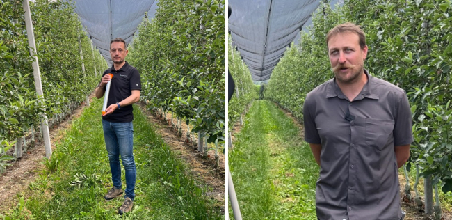 Da sinistra Marco Bezzi, regional manager di WiseConn Europe e Tiziano Toller, presidente del Consorzio di miglioramento fondiario Centale di Caldonazzo