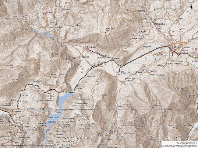 La vecchia ferrovia che collegava Feltre a Primolano più di un secolo fa. Immagine Alessandro Ghezzer