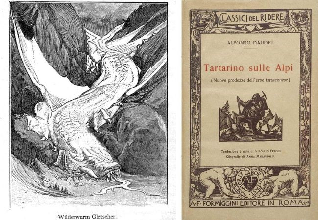 Hernry George Willink, 1892 (a sinistra) e Daudet, Tartarino sulle Alpi, 1938 (a destra)